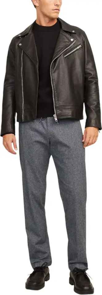 Gray Cotton Casual Pants by Jack & Jones