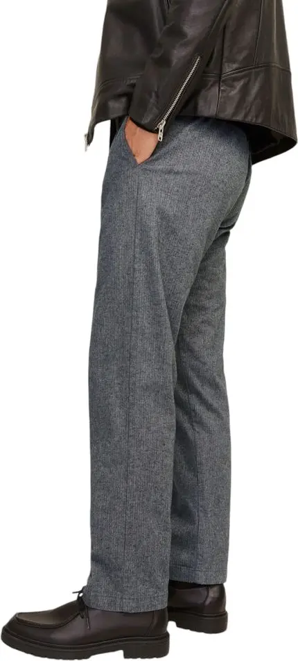 Gray Cotton Casual Pants by Jack & Jones