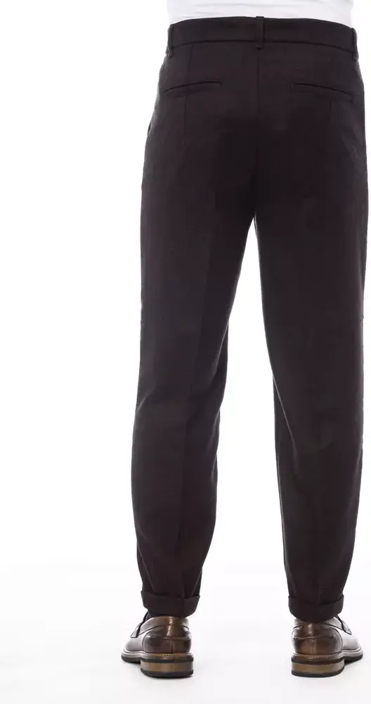 Brown Wool Men Pant ALPHA STUDIO