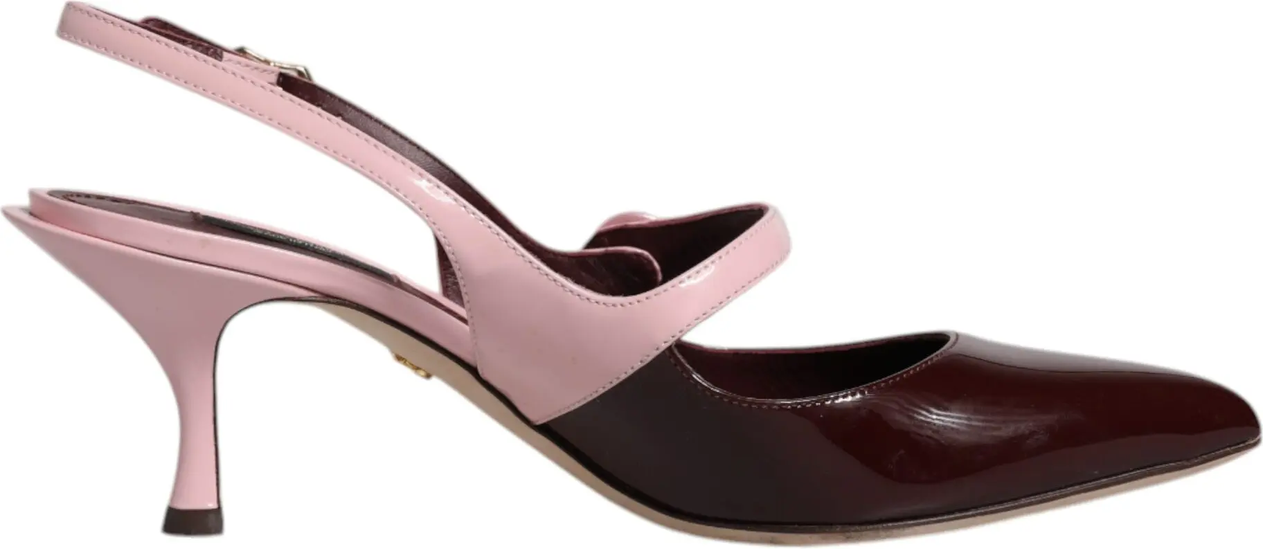 Pink Maroon Leather Kitten Heels Slingbacks Shoes Dolce & Gabbana