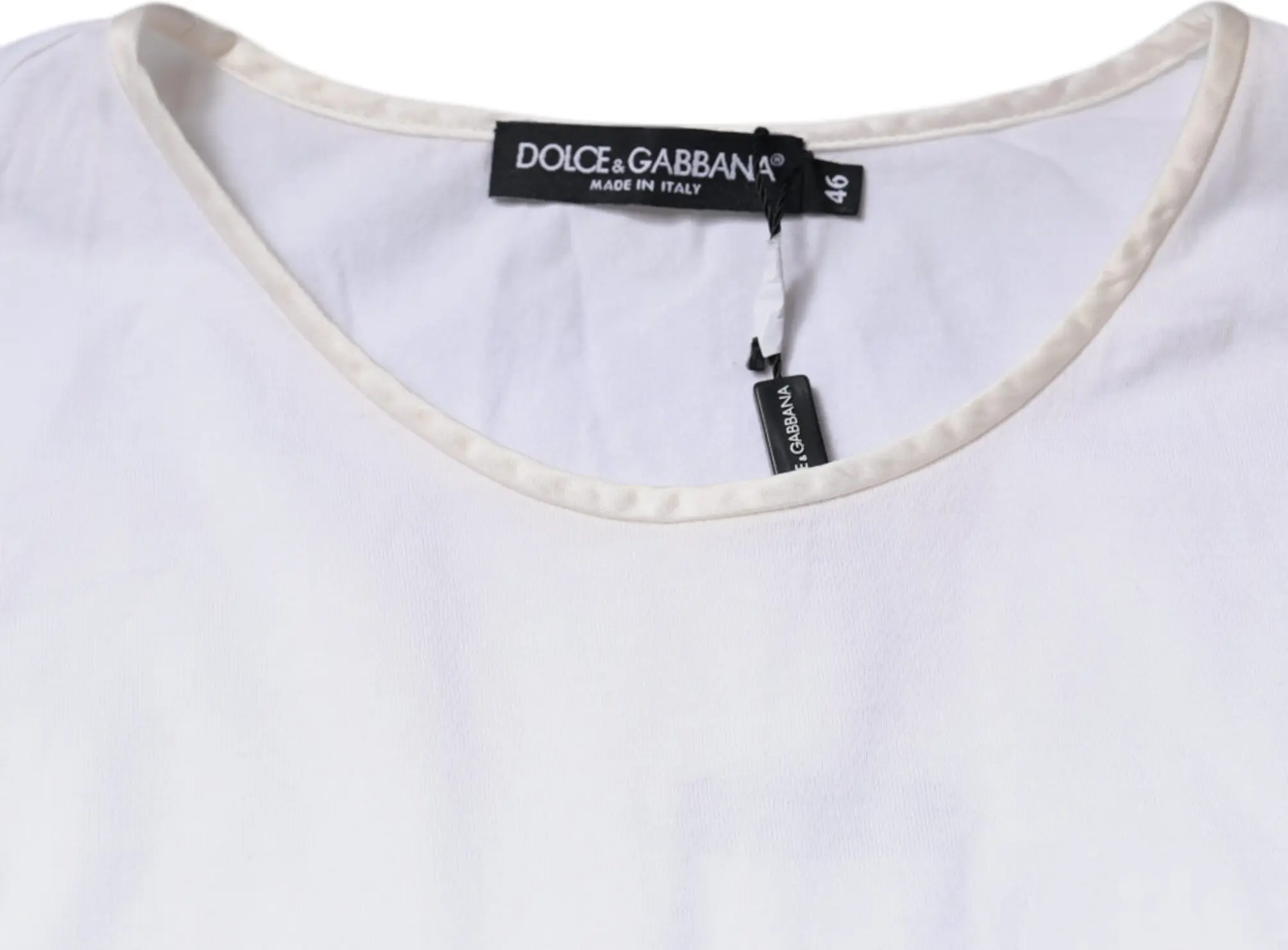 Белая блузка-топ Dolce & Gabbana с круглым вырезом из хлопка и шелка