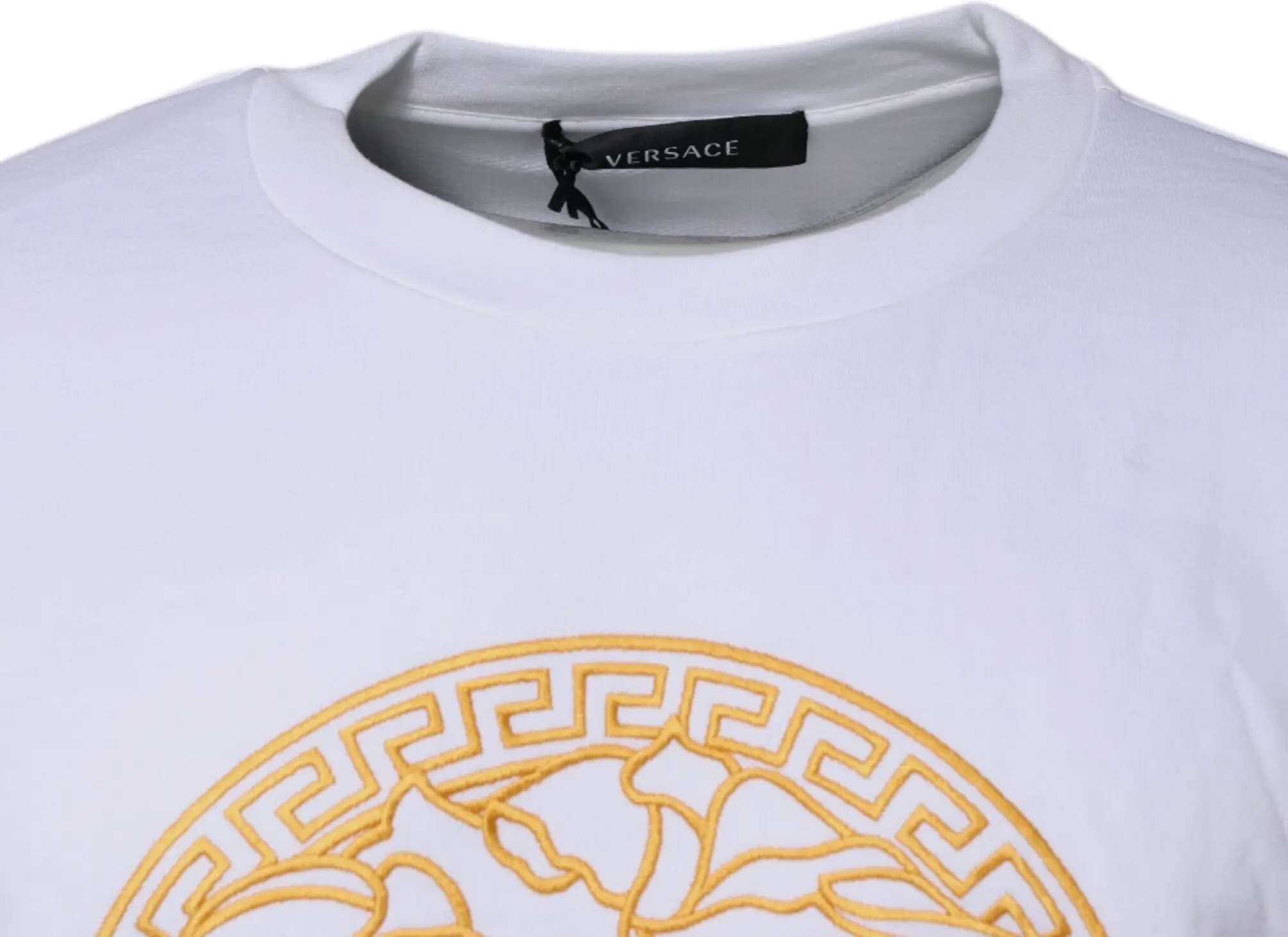 Oq Medusa kashtasi bilan Crew Neck pullover sviter Versace
