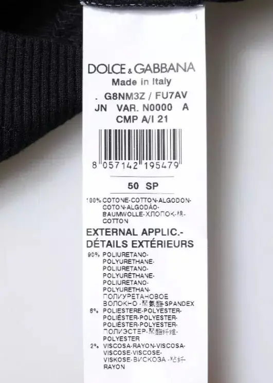 Черная хлопковая майка Dolce & Gabbana без рукавов с круглым вырезом