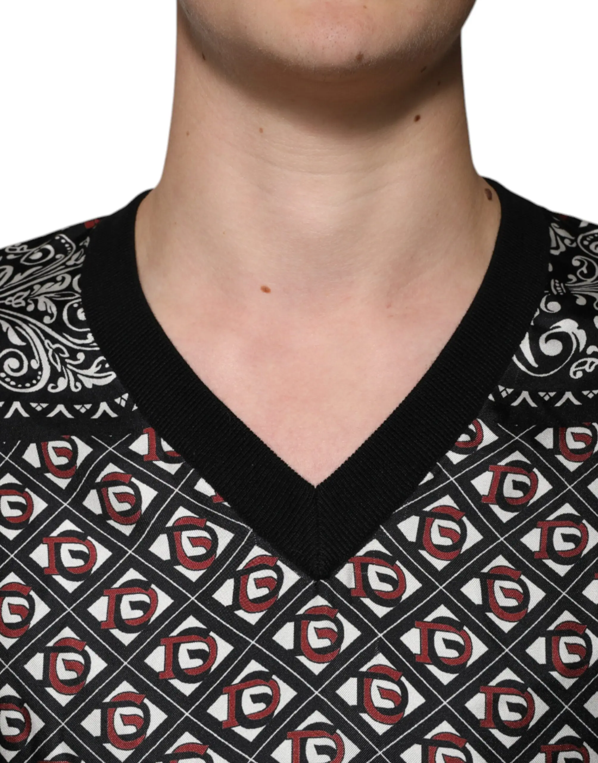 Dolce & Gabbana Qora Logotipli Jun V-bo'yinli sviter