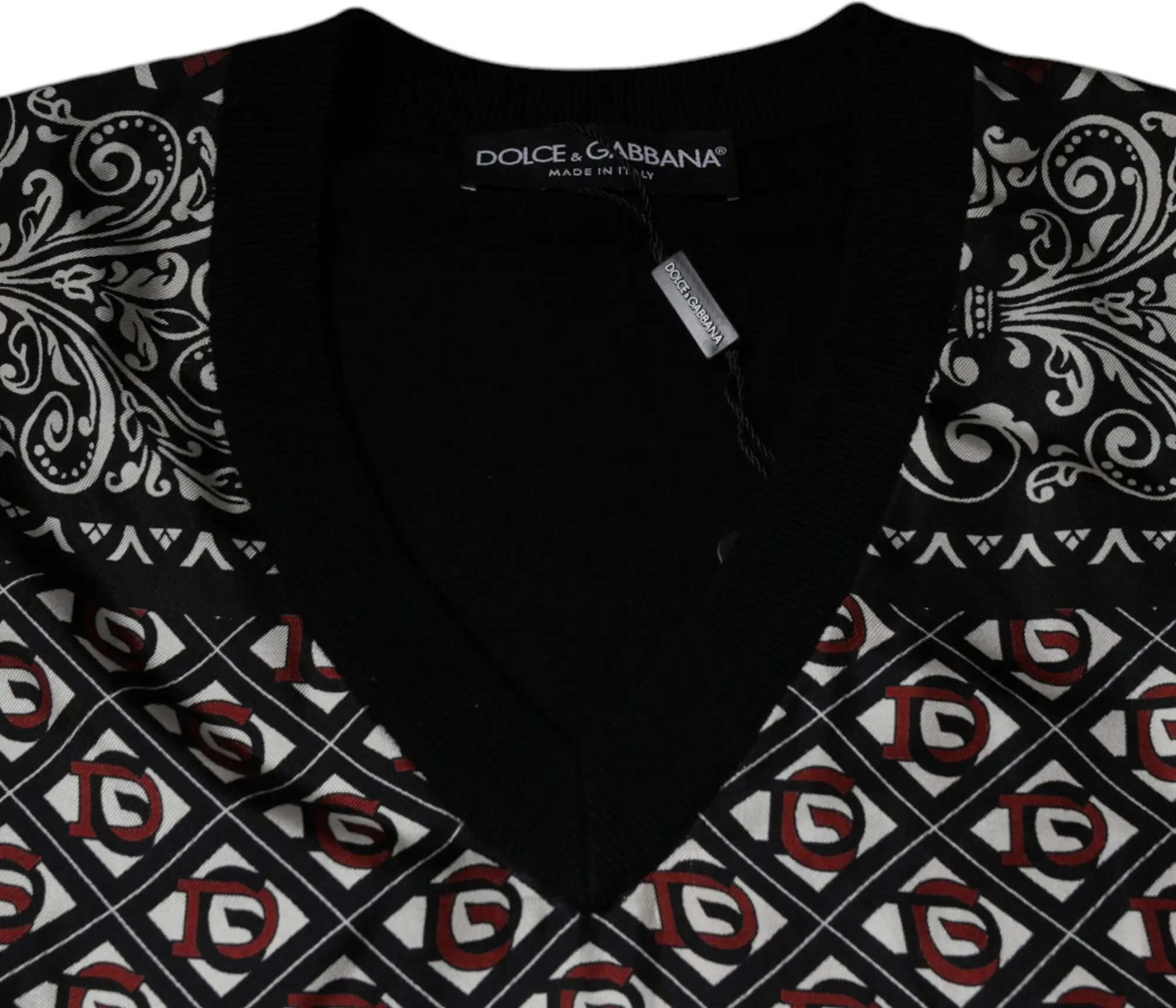 Dolce & Gabbana Qora Logotipli Jun V-bo'yinli sviter