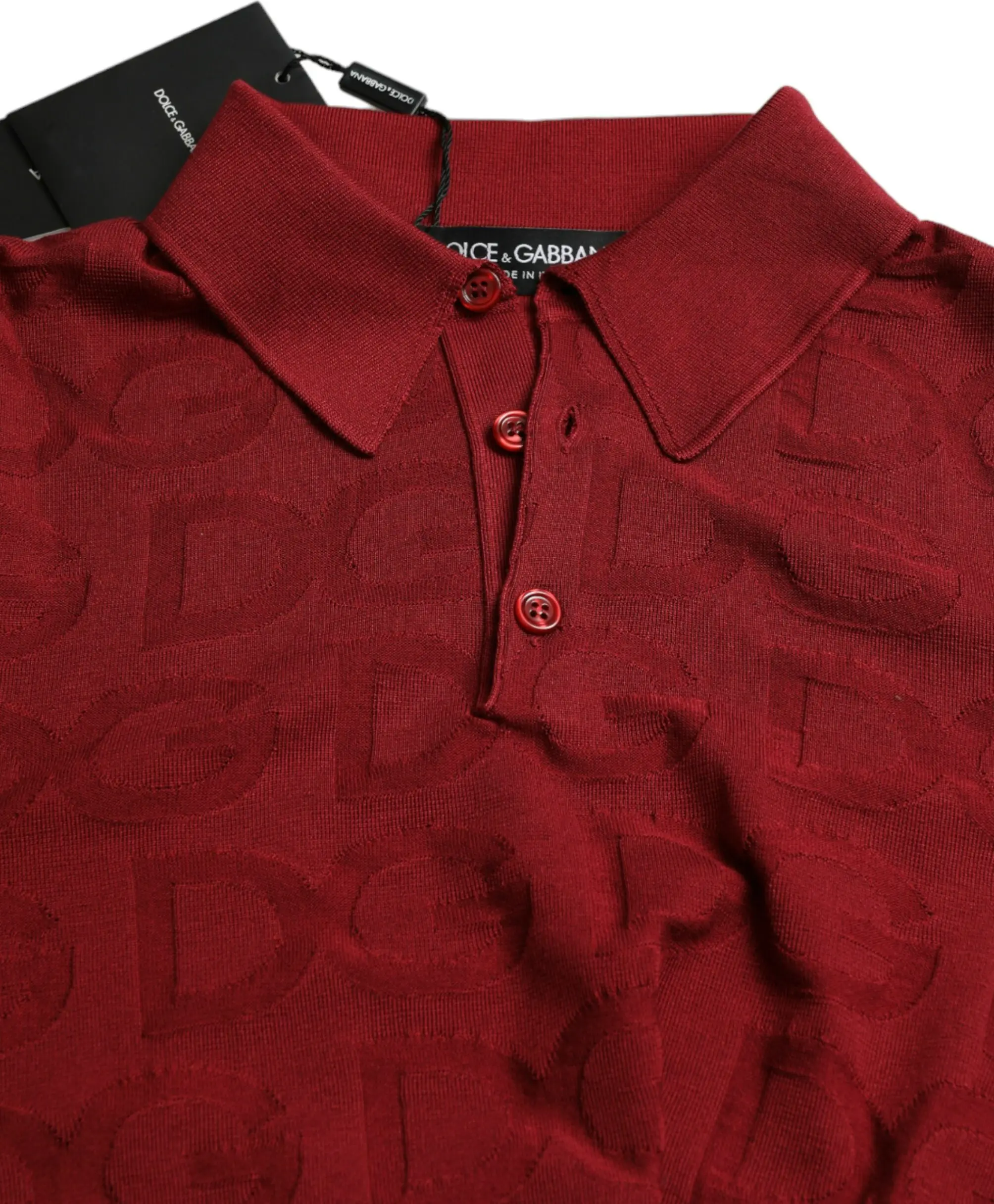 Футболка с короткими рукавами и воротником из шелка Dolce & Gabbana