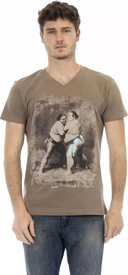Brown Cotton T-Shirt Trussardi
