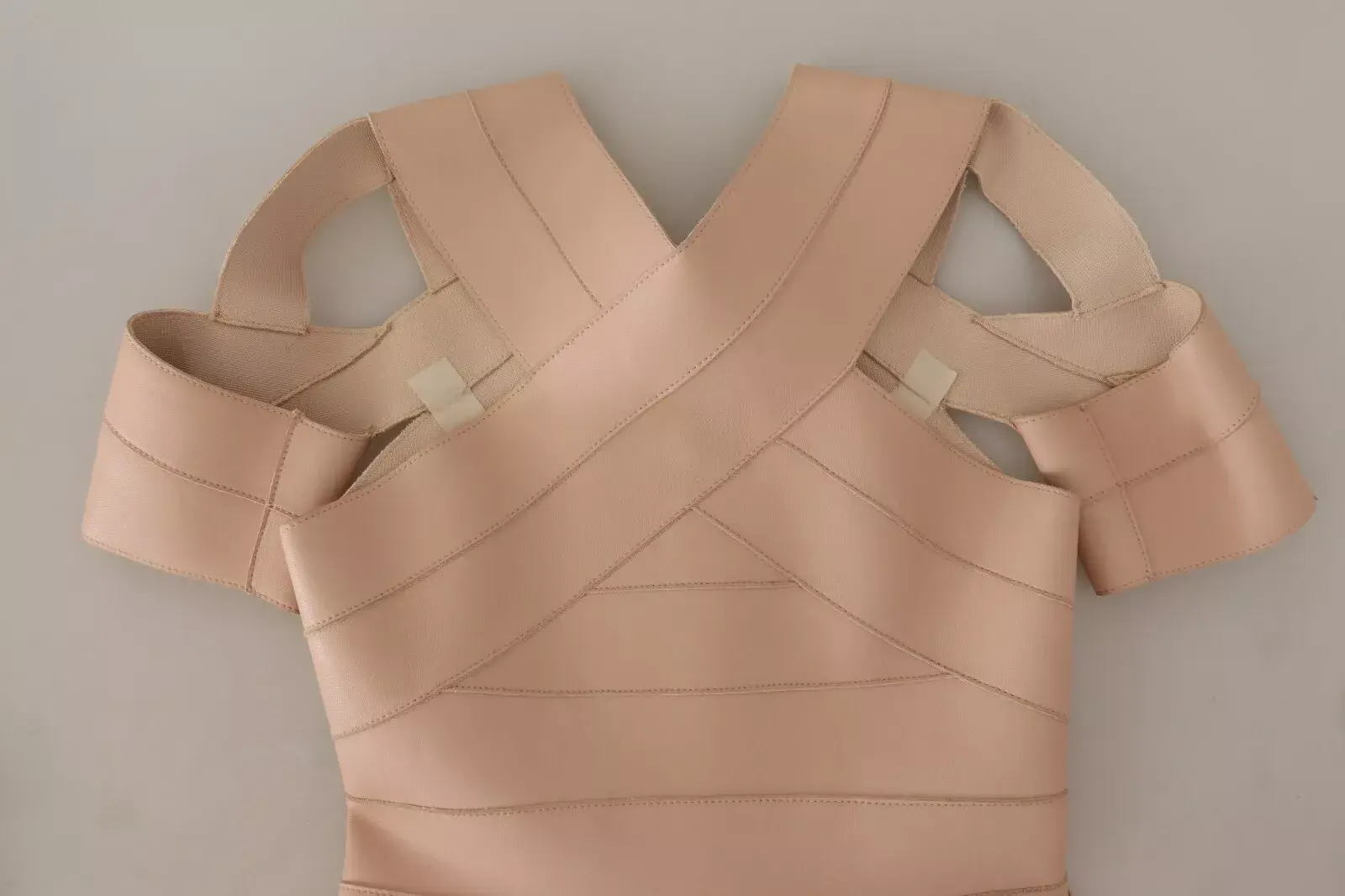 Beige Leather Open Shoulder Sheath Mini Dress Dsquared2