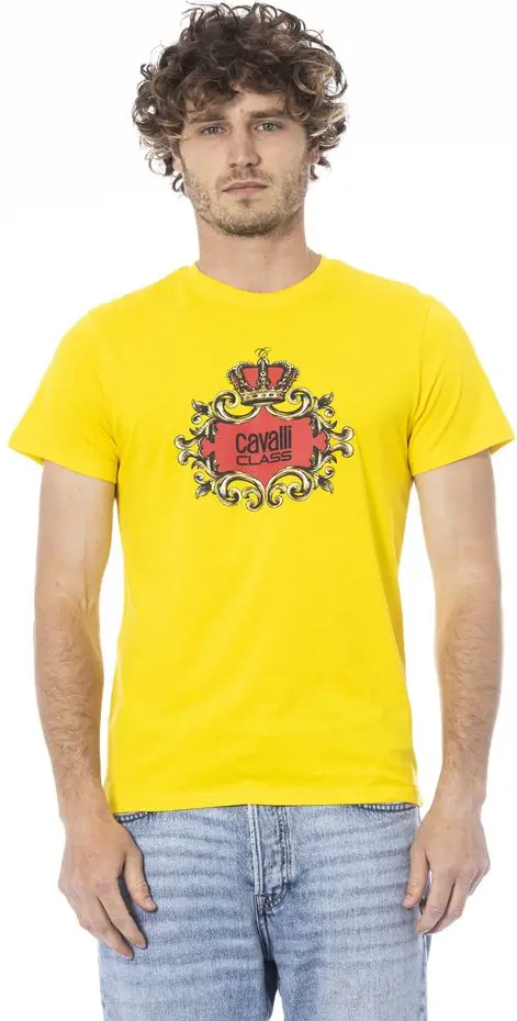 Yellow Cotton T-Shirt Cavalli Class