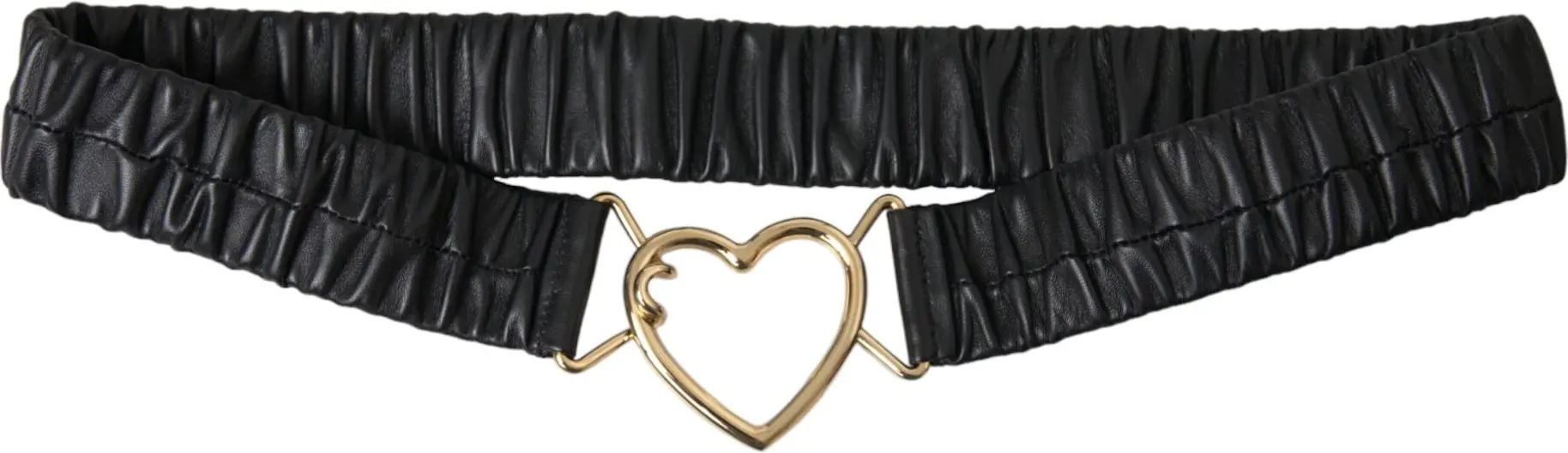 Belt Dolce & Gabbana Black Leather Gold Heart Metal Buckle Belt