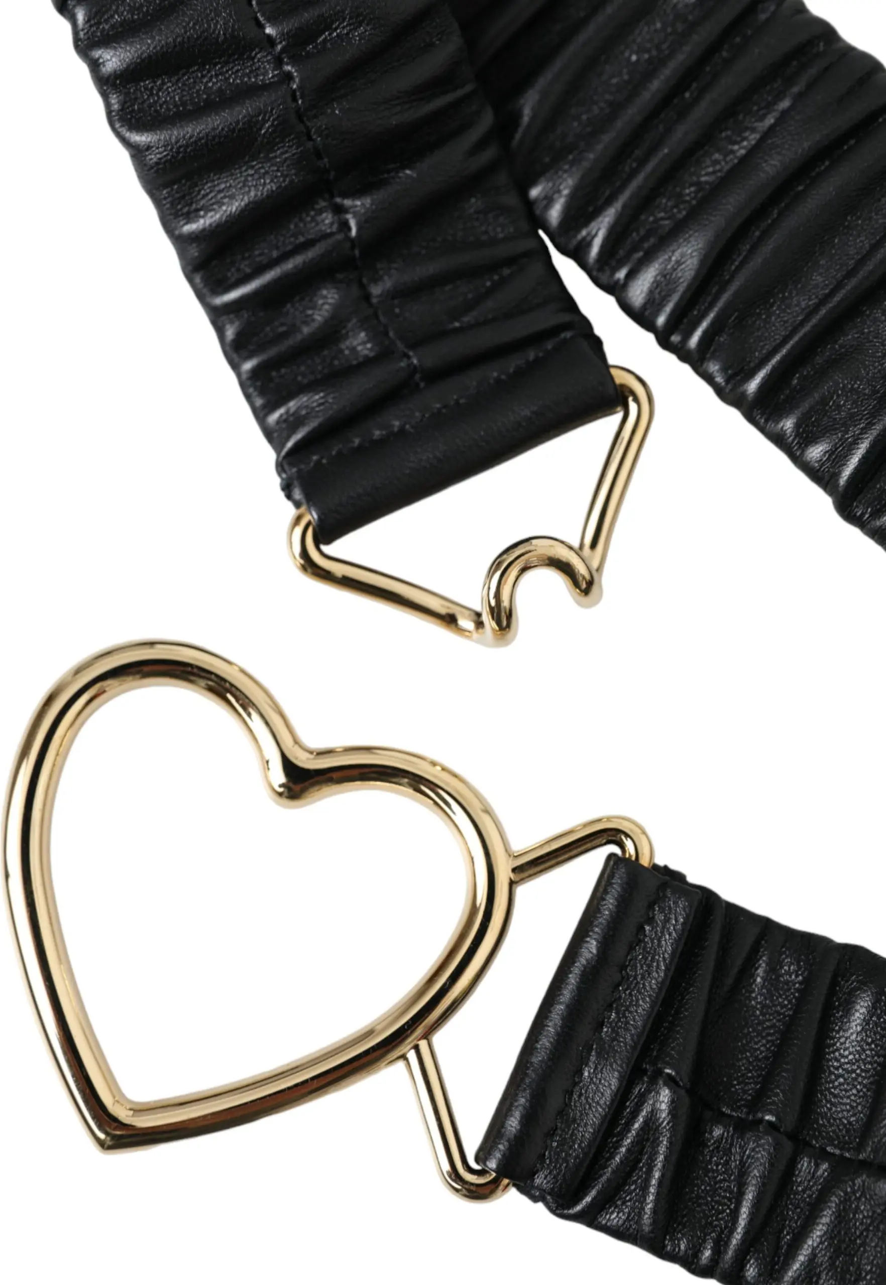 Belt Dolce & Gabbana Black Leather Gold Heart Metal Buckle Belt