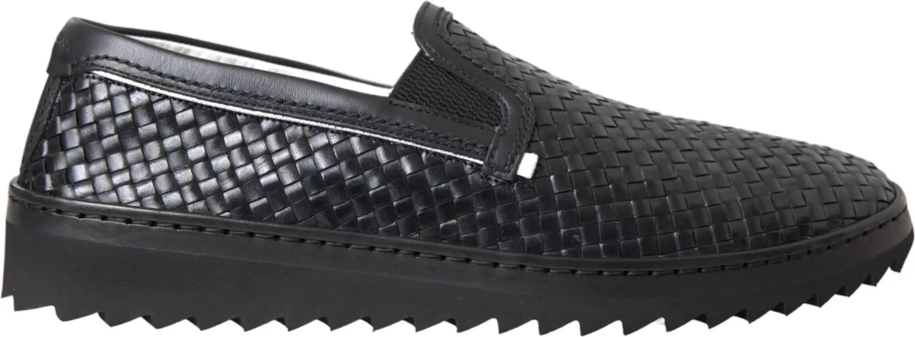 Black Woven Buffalo Leather Men Loafers Shoes Dolce & Gabbana