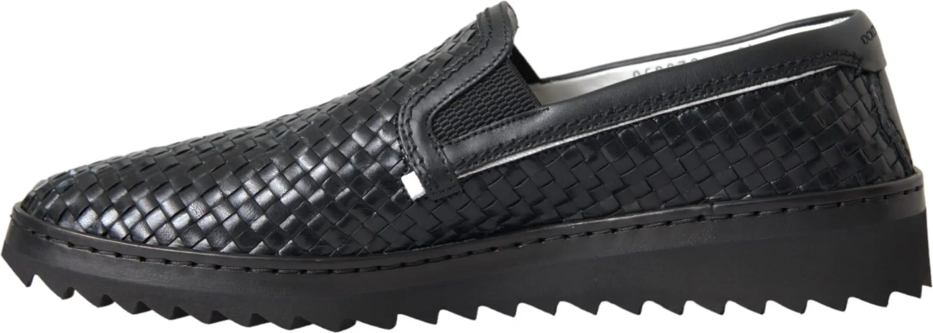 Black Woven Buffalo Leather Men Loafers Shoes Dolce & Gabbana