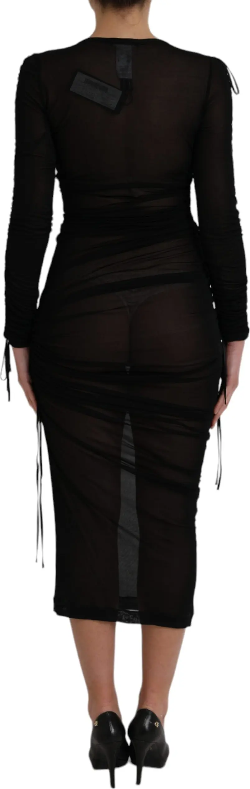 Dolce & Gabbana ko'ylagi Qora Sheer Bodycon Sheath Midi Ko'ylak