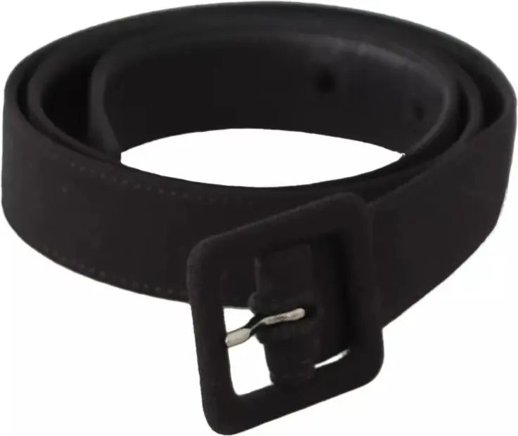 Belt Dolce & Gabbana Black Velvet Leather Logo Waist Buckle Belt