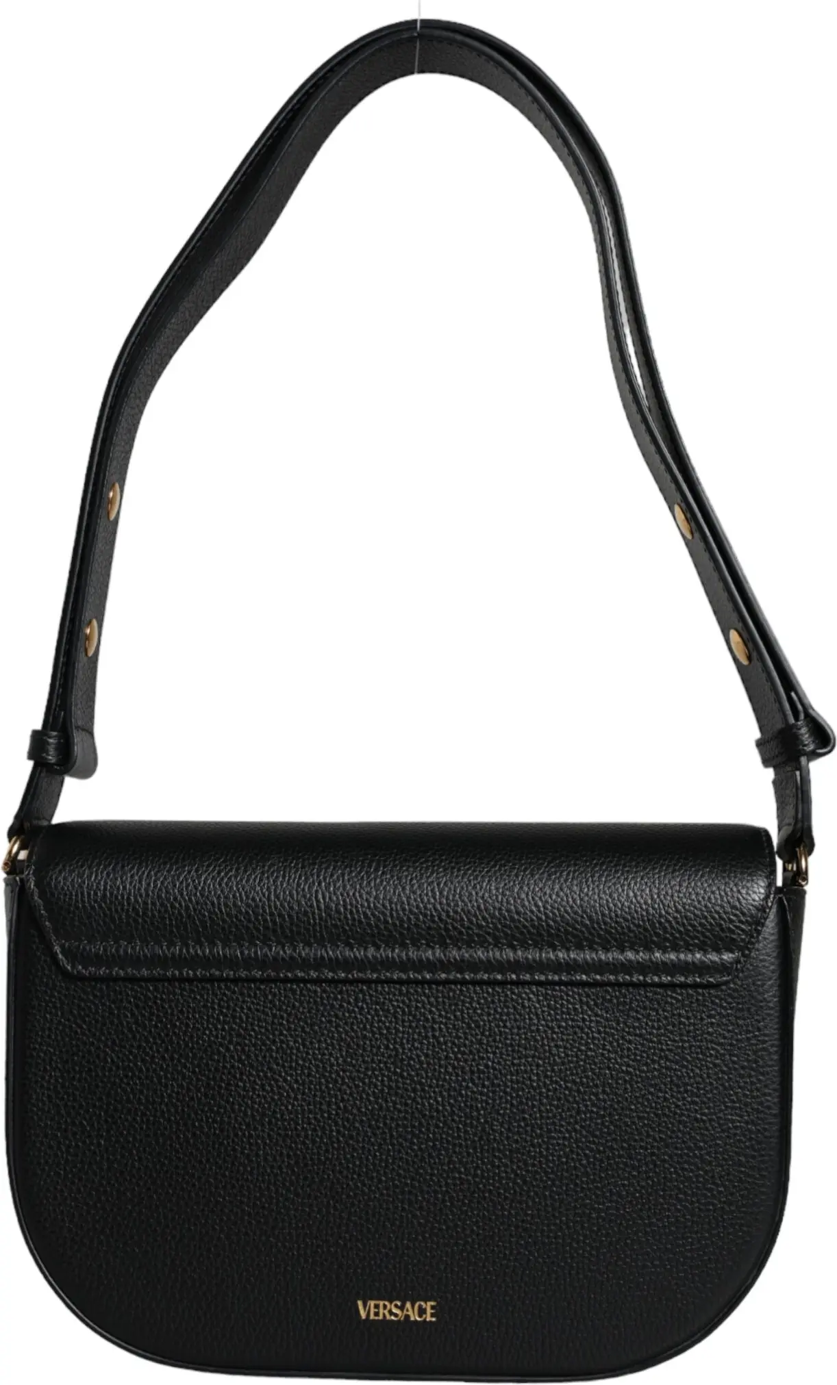 Rimida Versace Qora Donli Buqa Charm Logotipli Crossbody Sumkasi