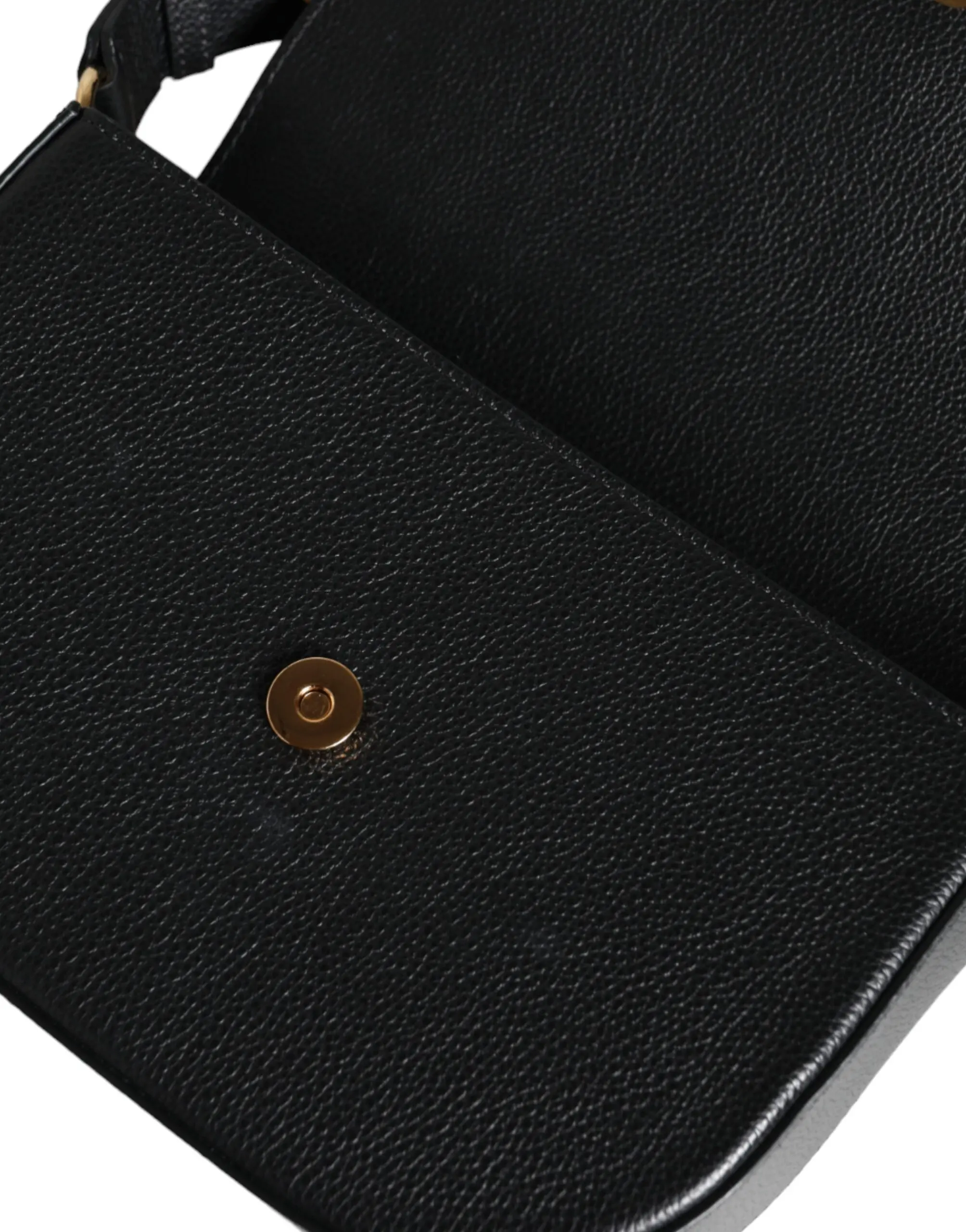 Rimida Versace Qora Donli Buqa Charm Logotipli Crossbody Sumkasi