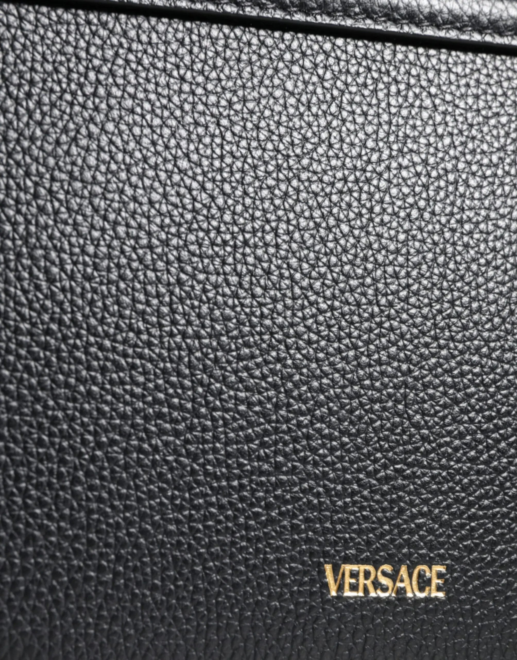 Rimida Versace Qora Donli Buqa Charm Logotipli Crossbody Sumkasi