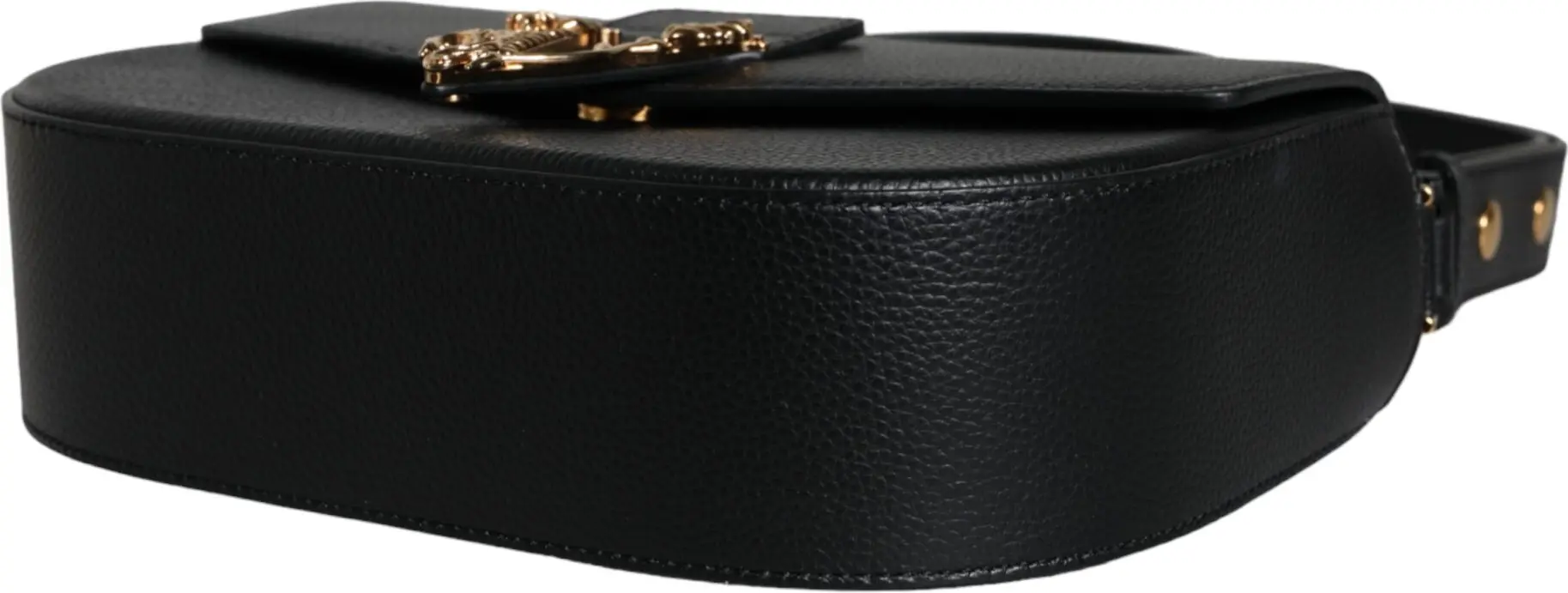 Rimida Versace Qora Donli Buqa Charm Logotipli Crossbody Sumkasi