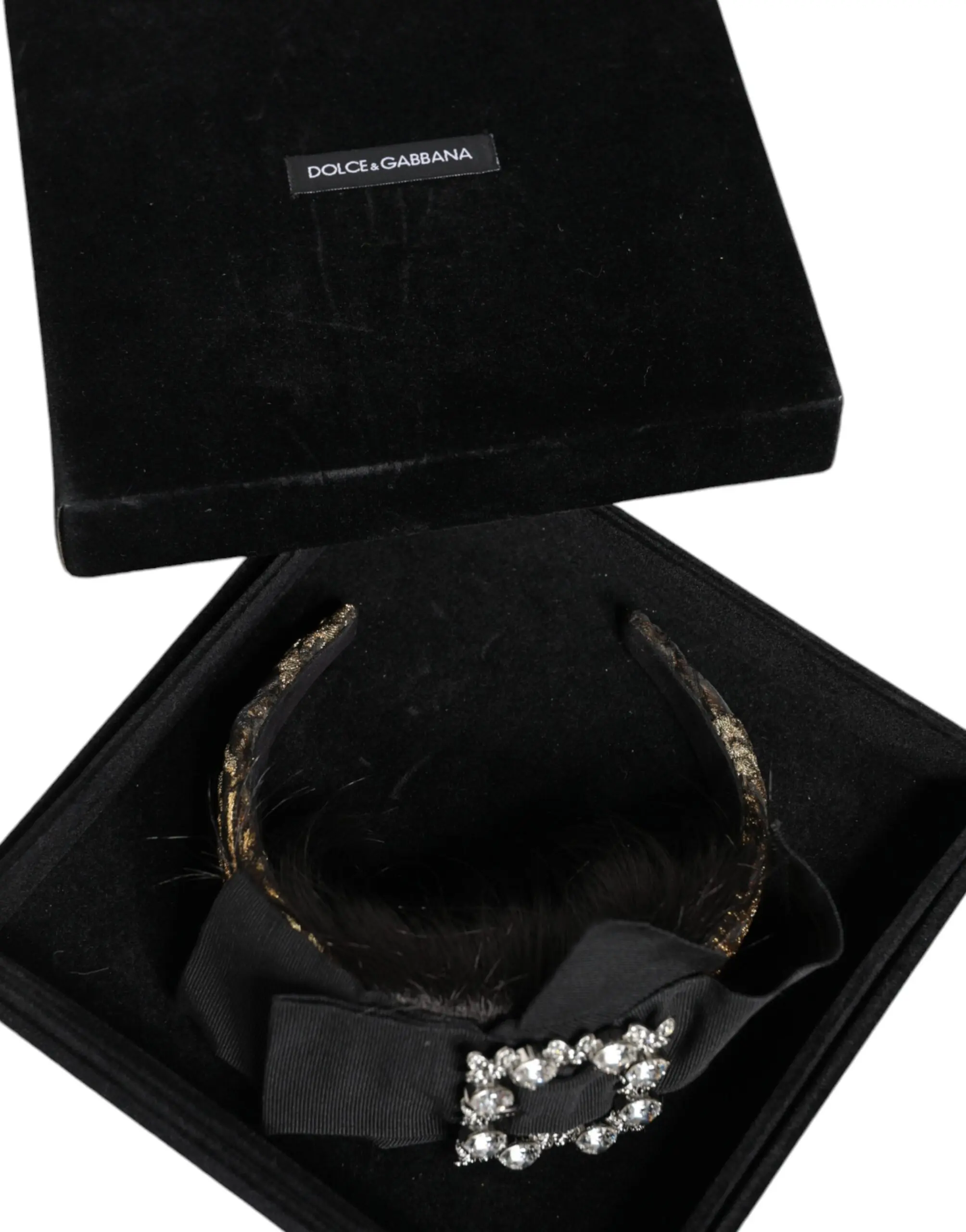 Dolce & Gabbana soch uchun bezakli bosh kiyimi, qora soch uchun, parokital kristalli diadem bosh kiyimi