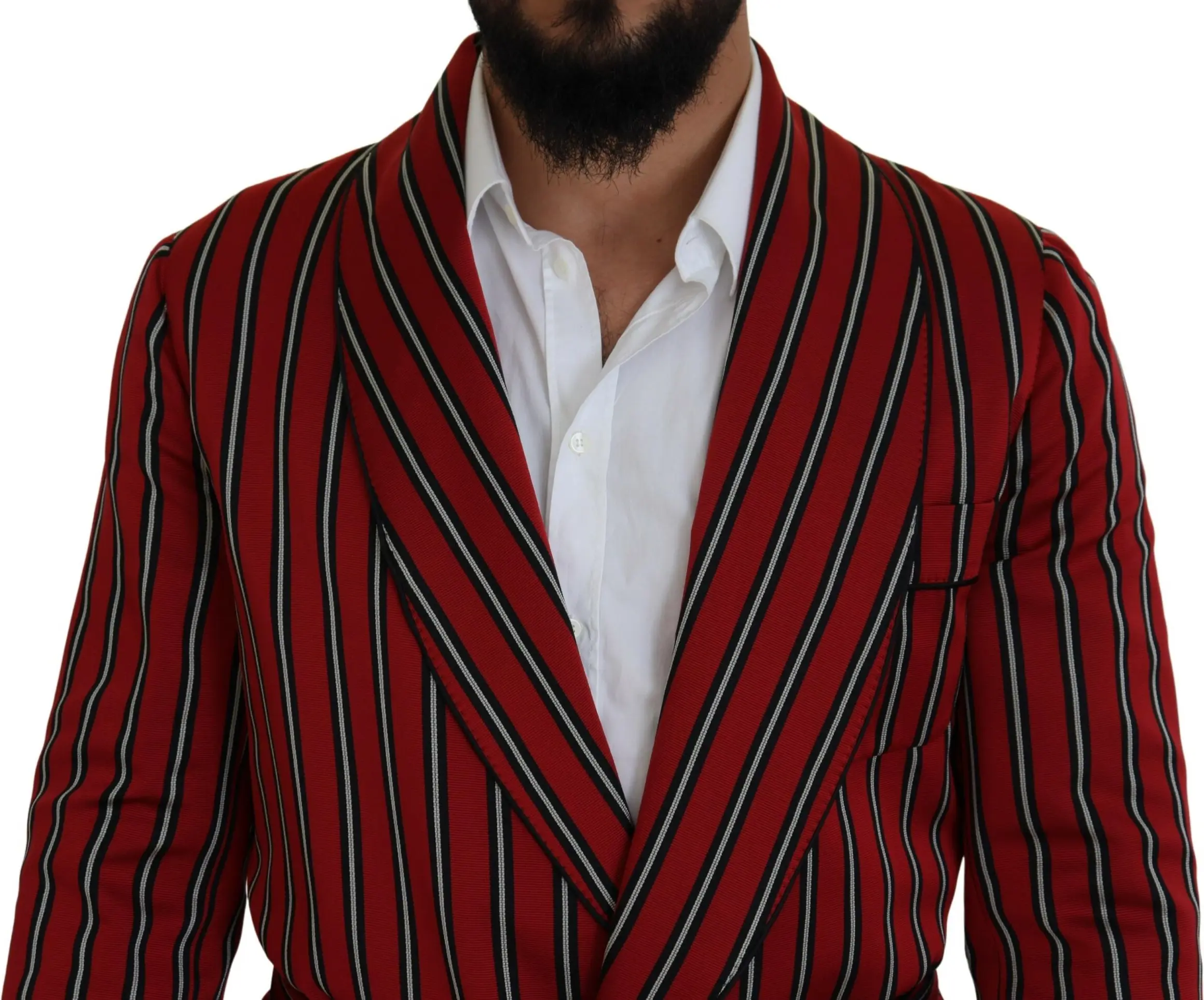 Dolce & Gabbana Qizil Chiziqli Martini Bosmali Xalat