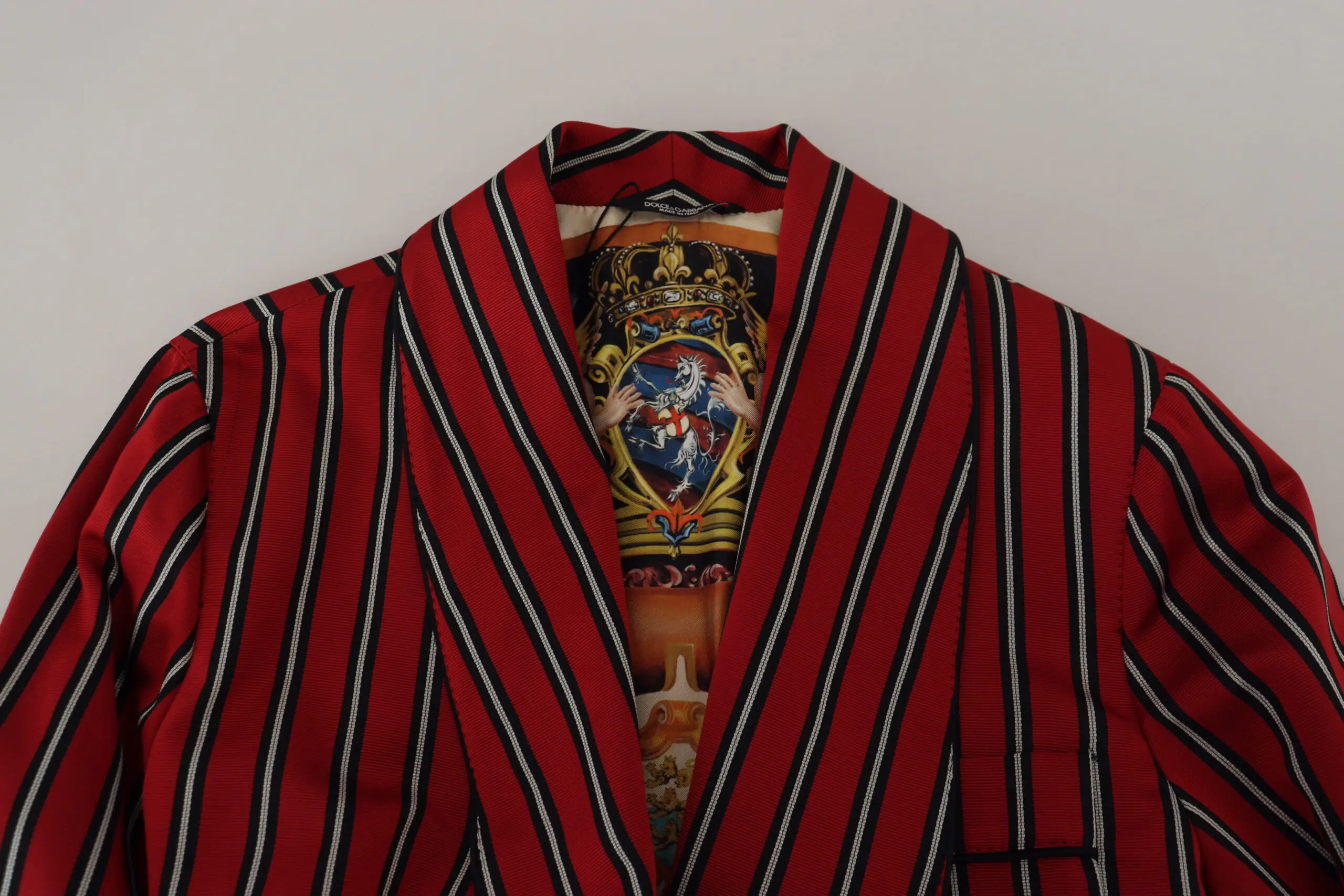 Dolce & Gabbana Qizil Chiziqli Martini Bosmali Xalat