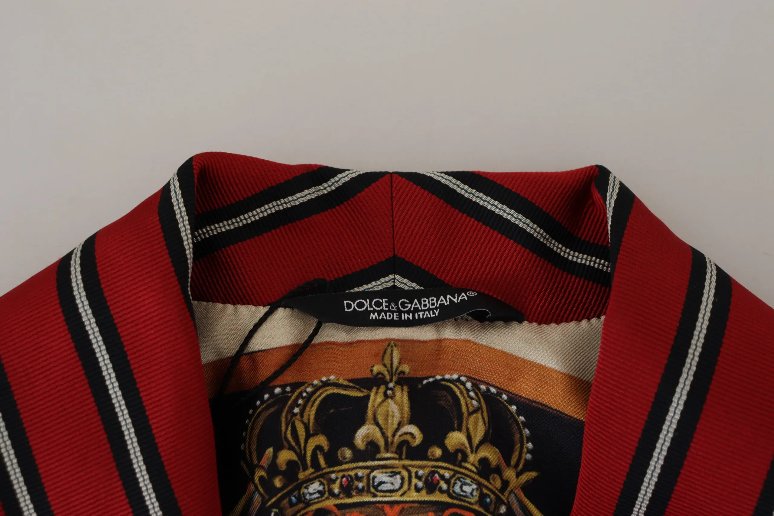 Dolce & Gabbana Qizil Chiziqli Martini Bosmali Xalat