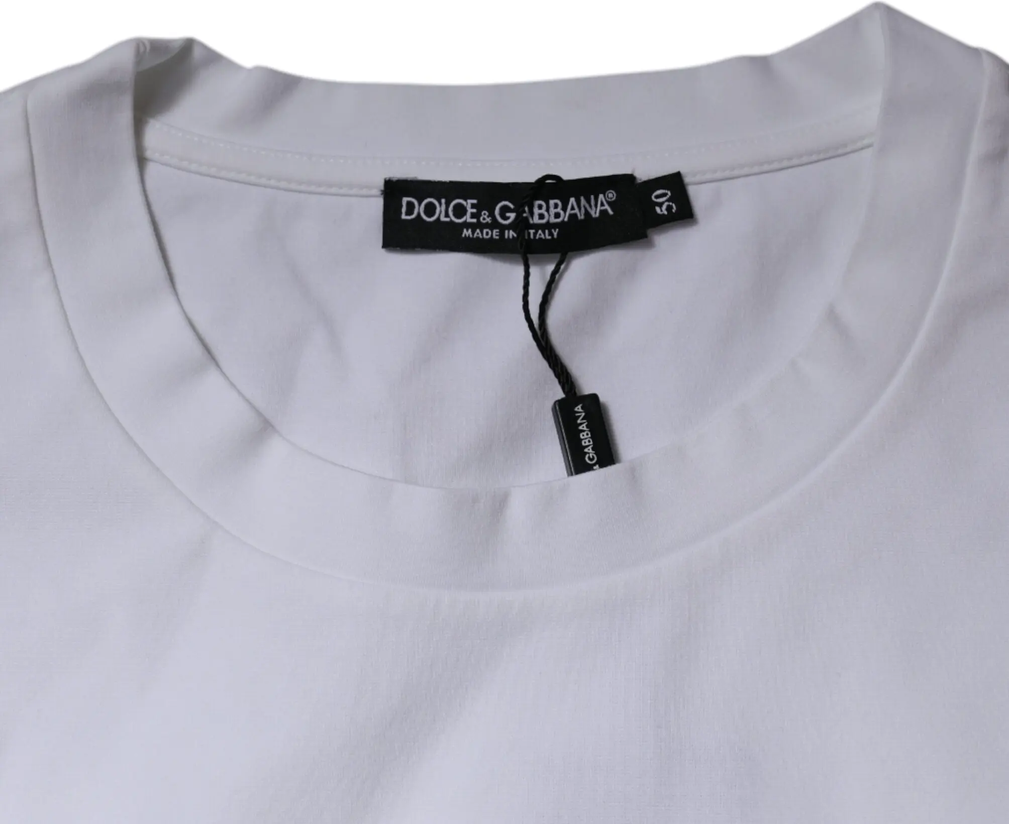 Футболка Dolce & Gabbana Белый Хлопок с круглым вырезом и логотипом DG