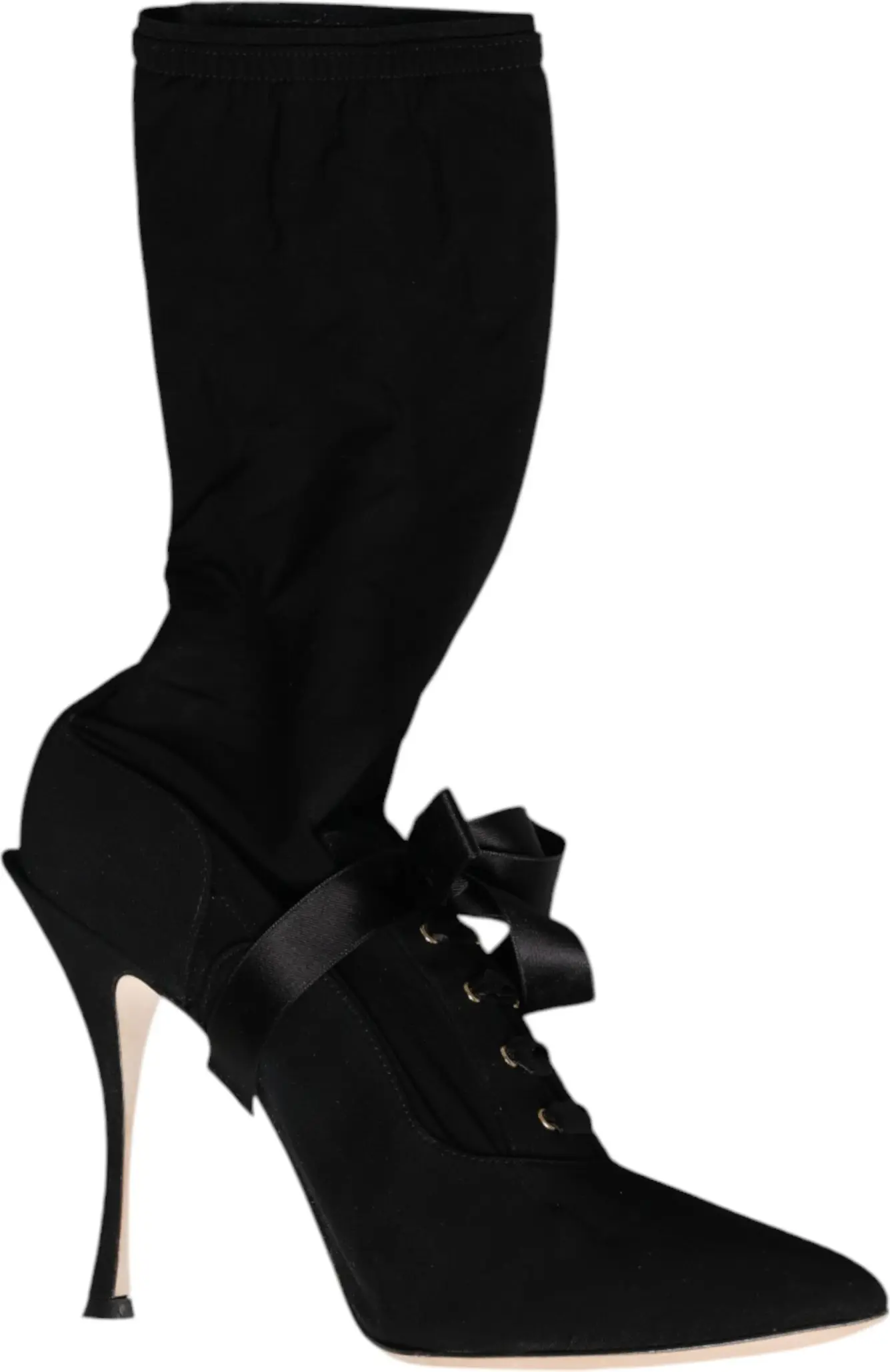 Black Stiletto Heels Mid Calf Boots Shoes Dolce & Gabbana
