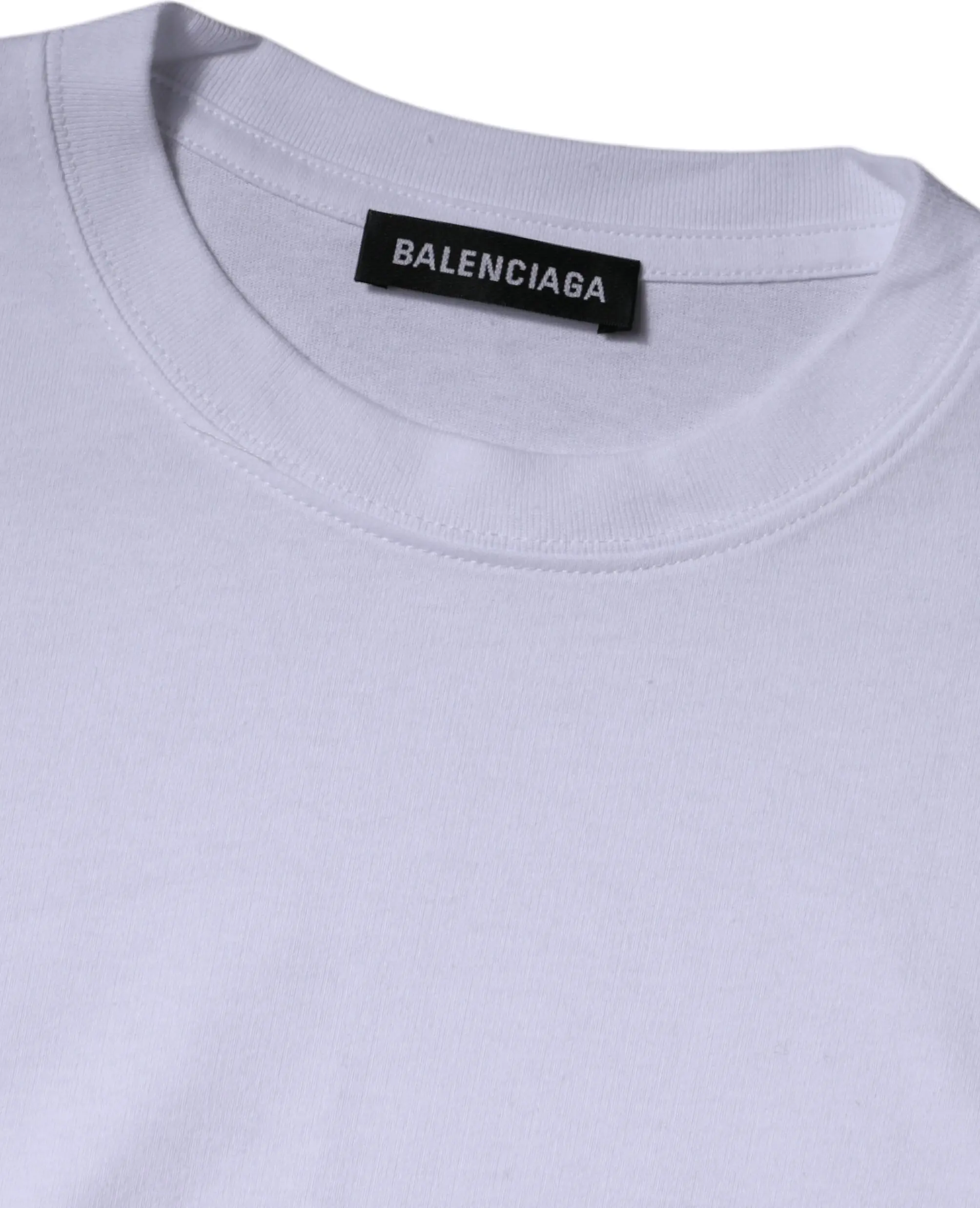 T-shirt Balenciaga White Logo Cotton Jersey Crew Neck Short Sleeves T-shirt