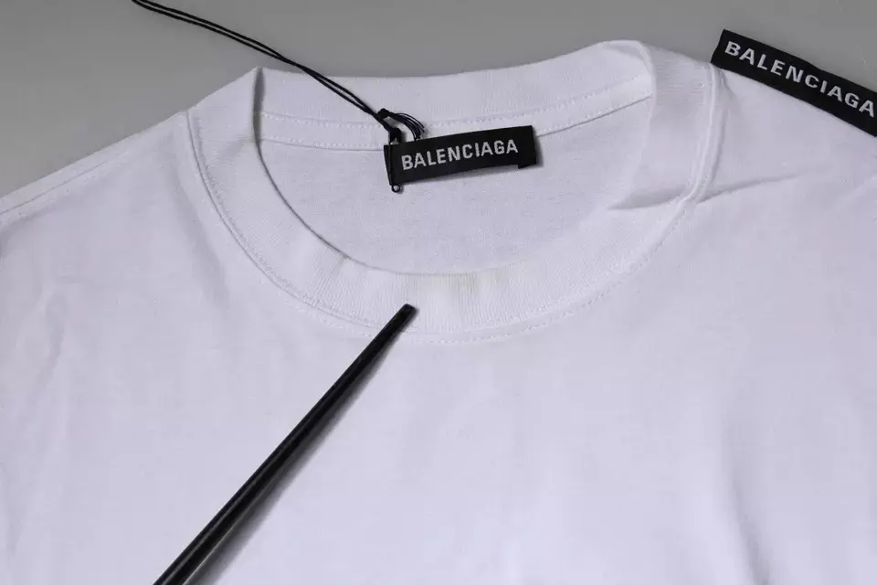 T-shirt Balenciaga White Logo Cotton Jersey Crew Neck Short Sleeves T-shirt