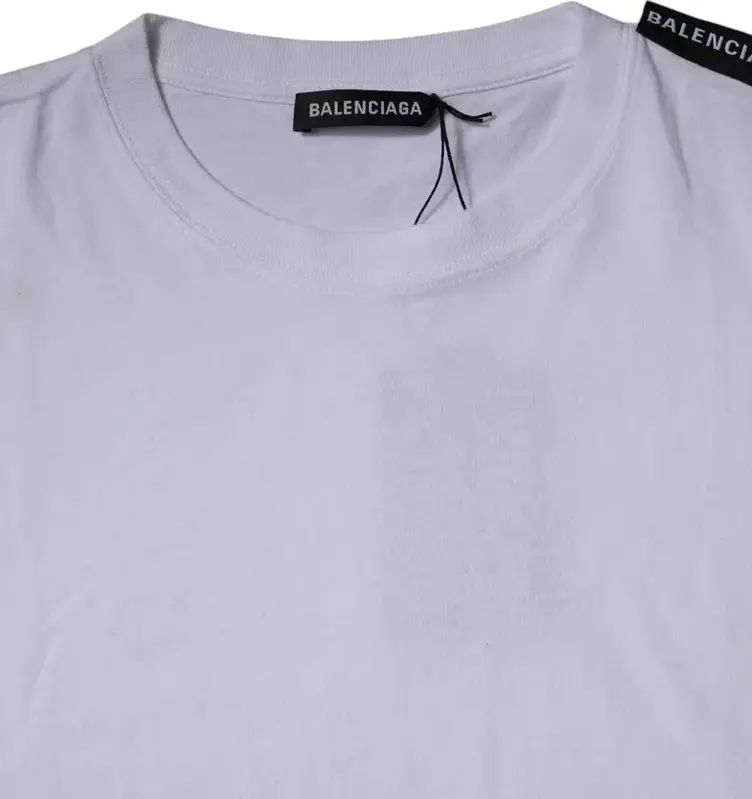 T-shirt Balenciaga White Logo Cotton Jersey Crew Neck Short Sleeves T-shirt
