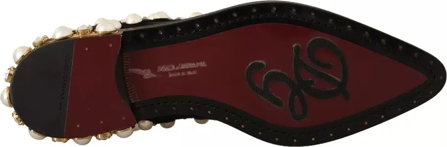 Dolce & Gabbana Qora Dantelli Zargaldoshli Rasmiy Flat Shoes