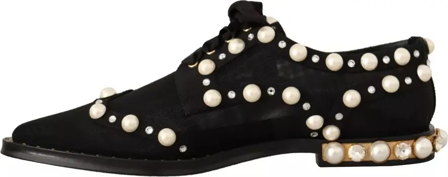 Dolce & Gabbana Qora Dantelli Zargaldoshli Rasmiy Flat Shoes