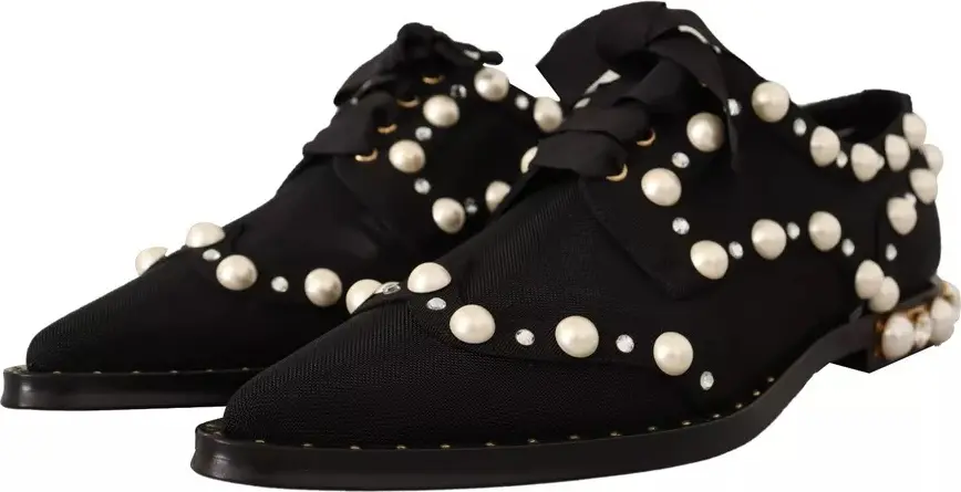 Dolce & Gabbana Qora Dantelli Zargaldoshli Rasmiy Flat Shoes