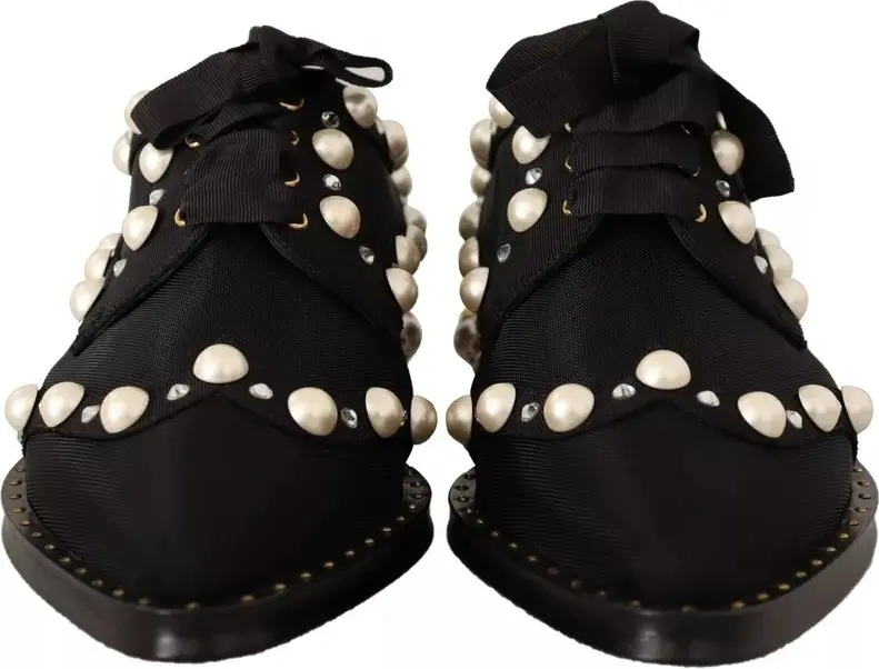 Dolce & Gabbana Qora Dantelli Zargaldoshli Rasmiy Flat Shoes