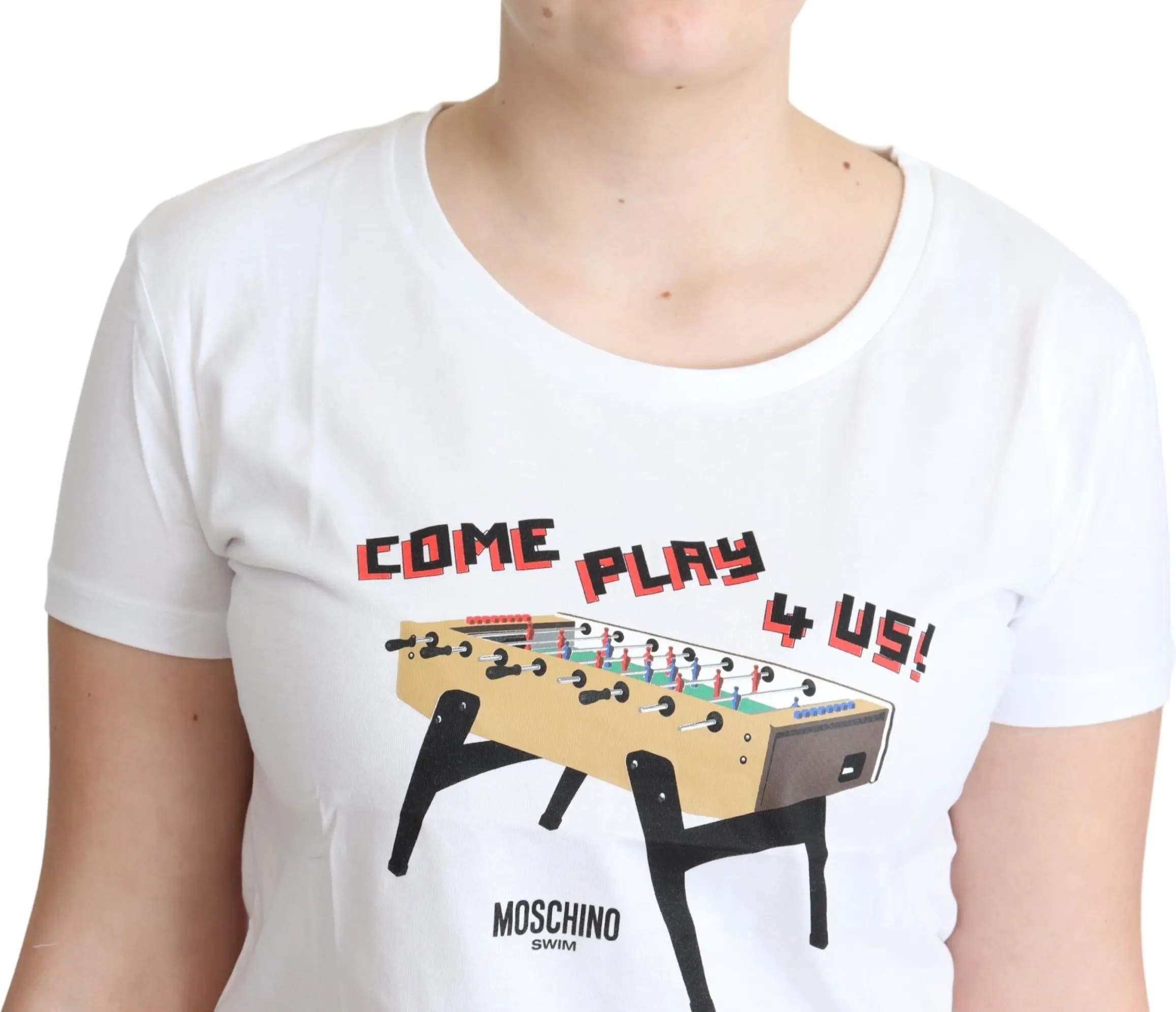 Белая хлопковая футболка Moschino "Come Play 4 Us"