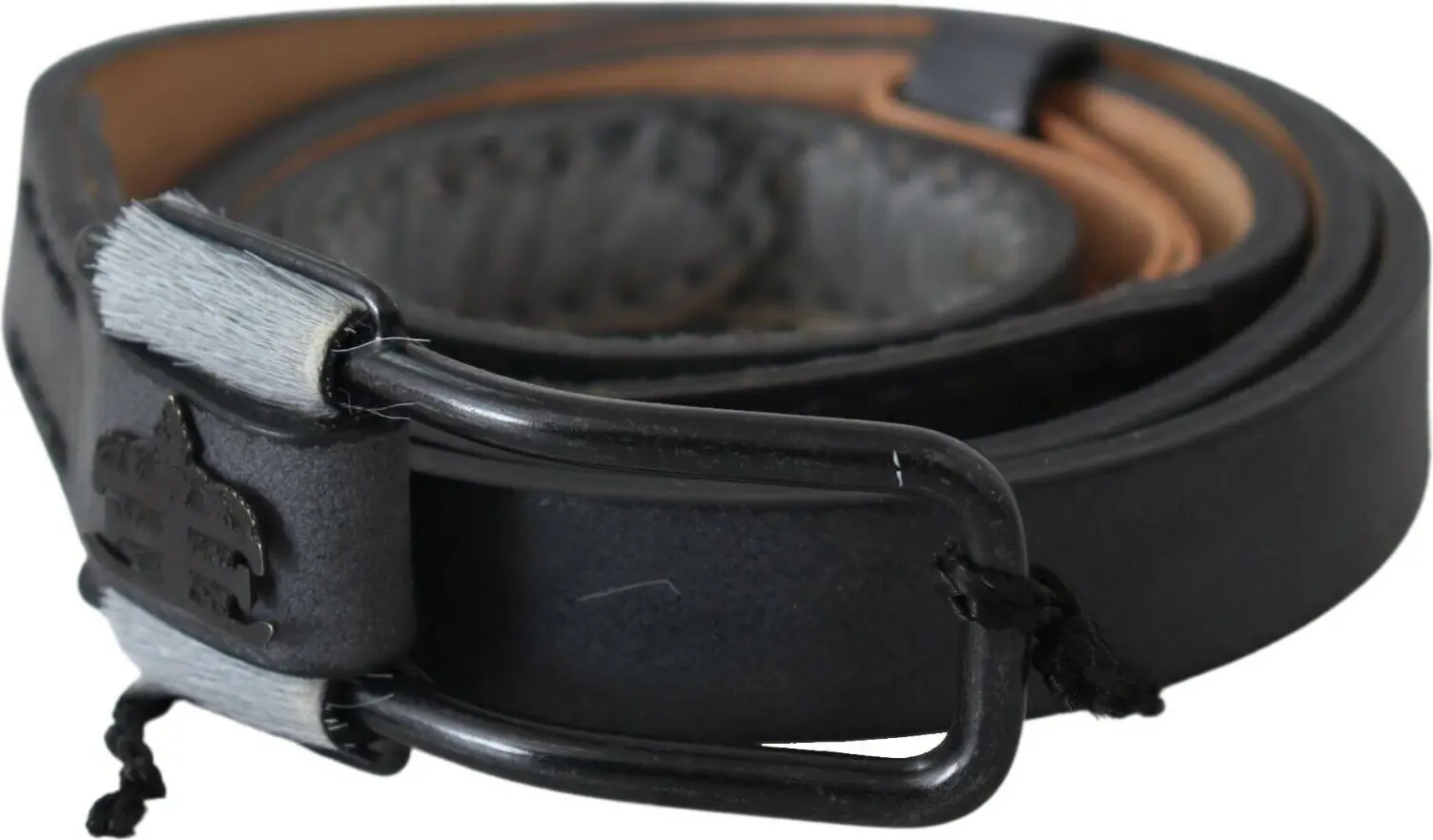 Belt Ermanno Scervino Elegant Black Braided Leather