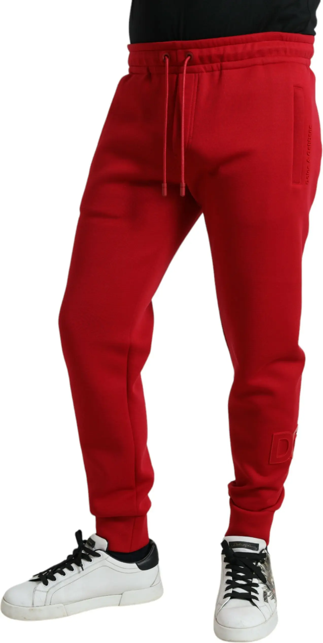 Red Cotton Blend Skinny Jogger Pants Dolce & Gabbana