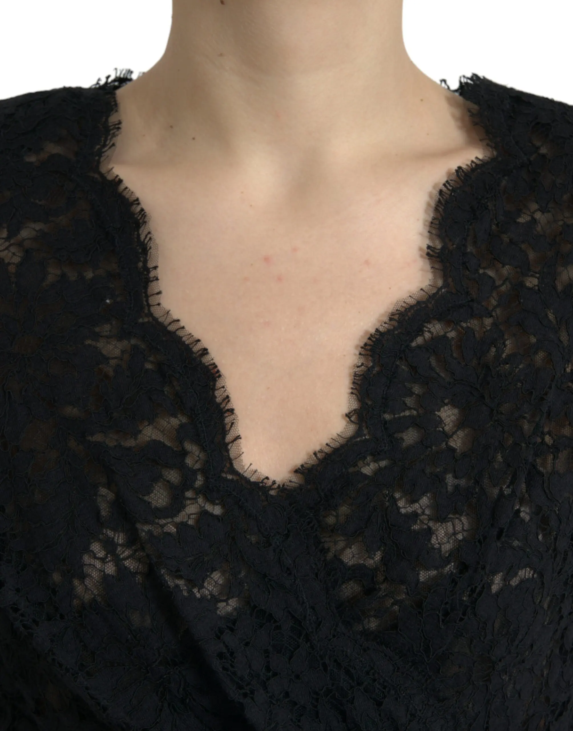 Black Bodycon Lace Cotton Sheath Mini Dress Dolce & Gabbana