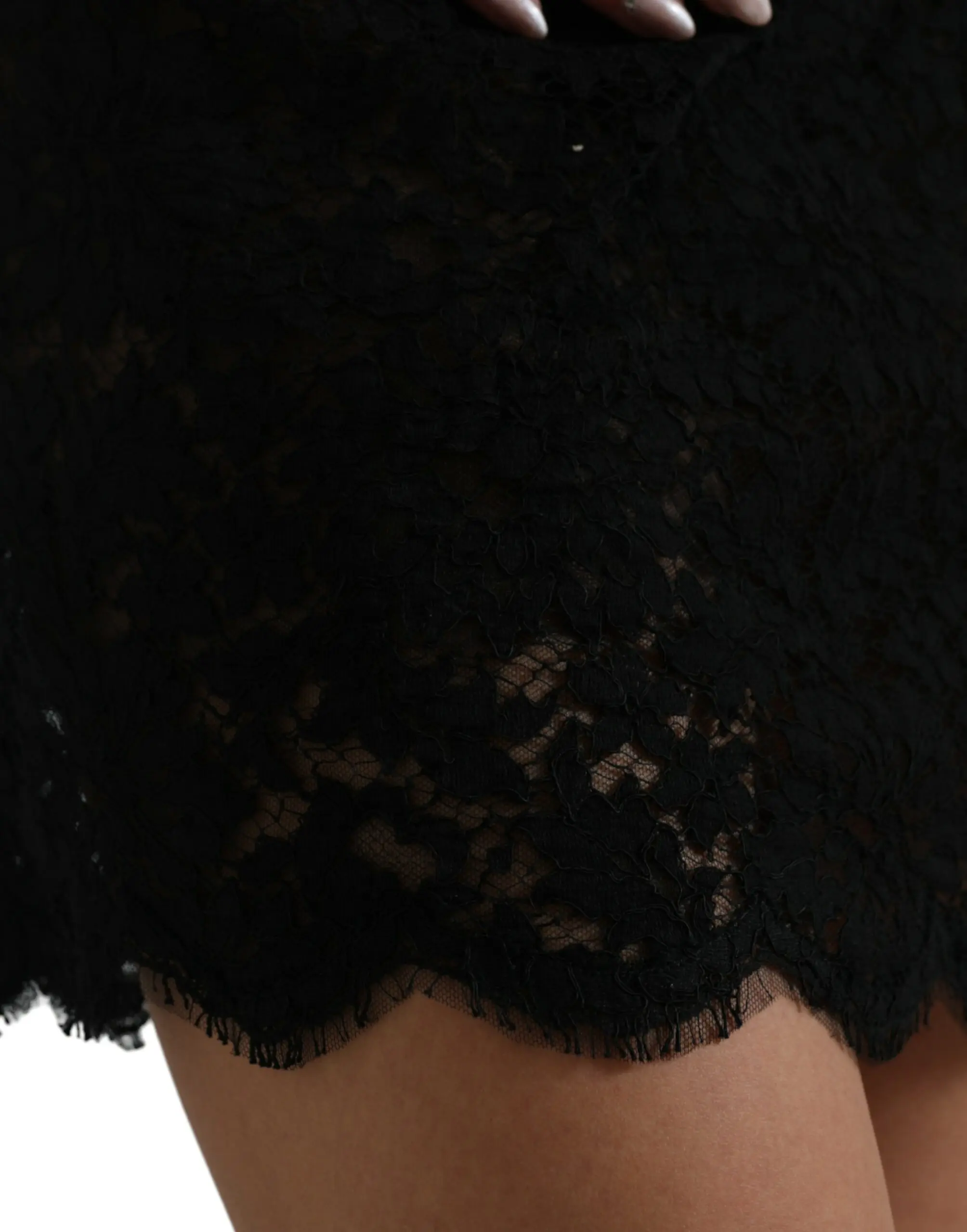 Black Bodycon Lace Cotton Sheath Mini Dress Dolce & Gabbana