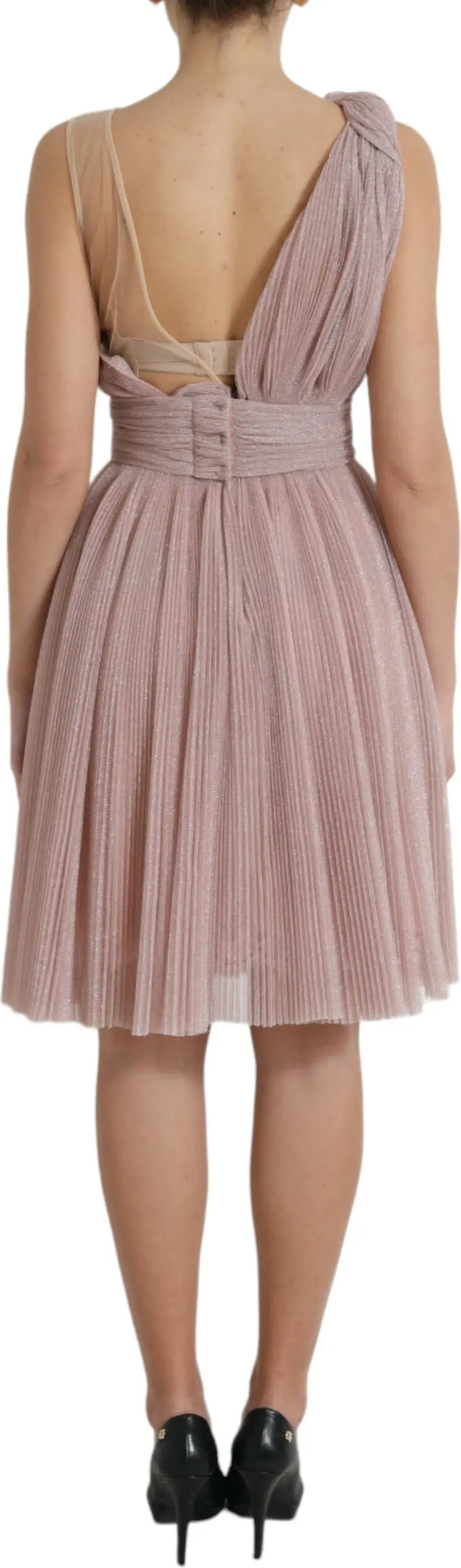 Dress Dolce & Gabbana Light Lilac Pleated Lame Tulle One Shoulder Dress