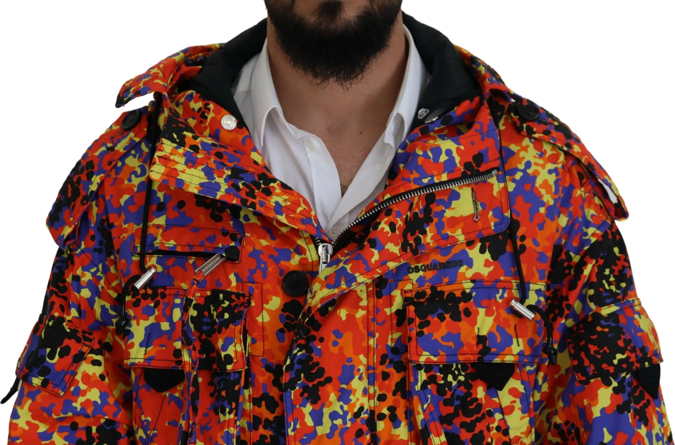 Long Hooded Cargo Pocket Coat Jacket Dsquared2