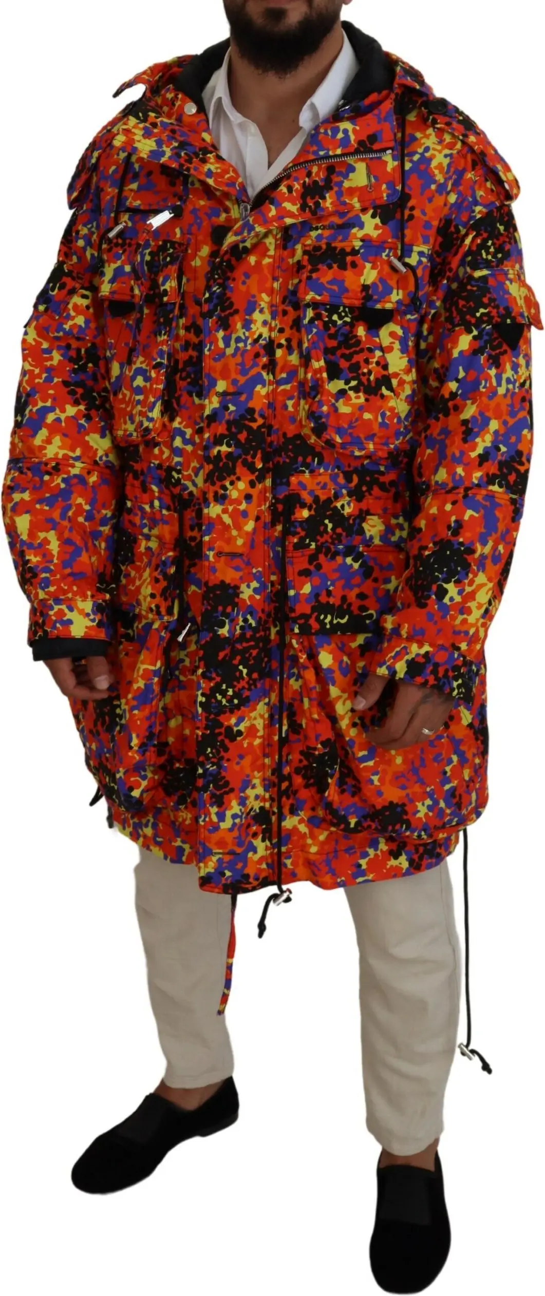 Long Hooded Cargo Pocket Coat Jacket Dsquared2