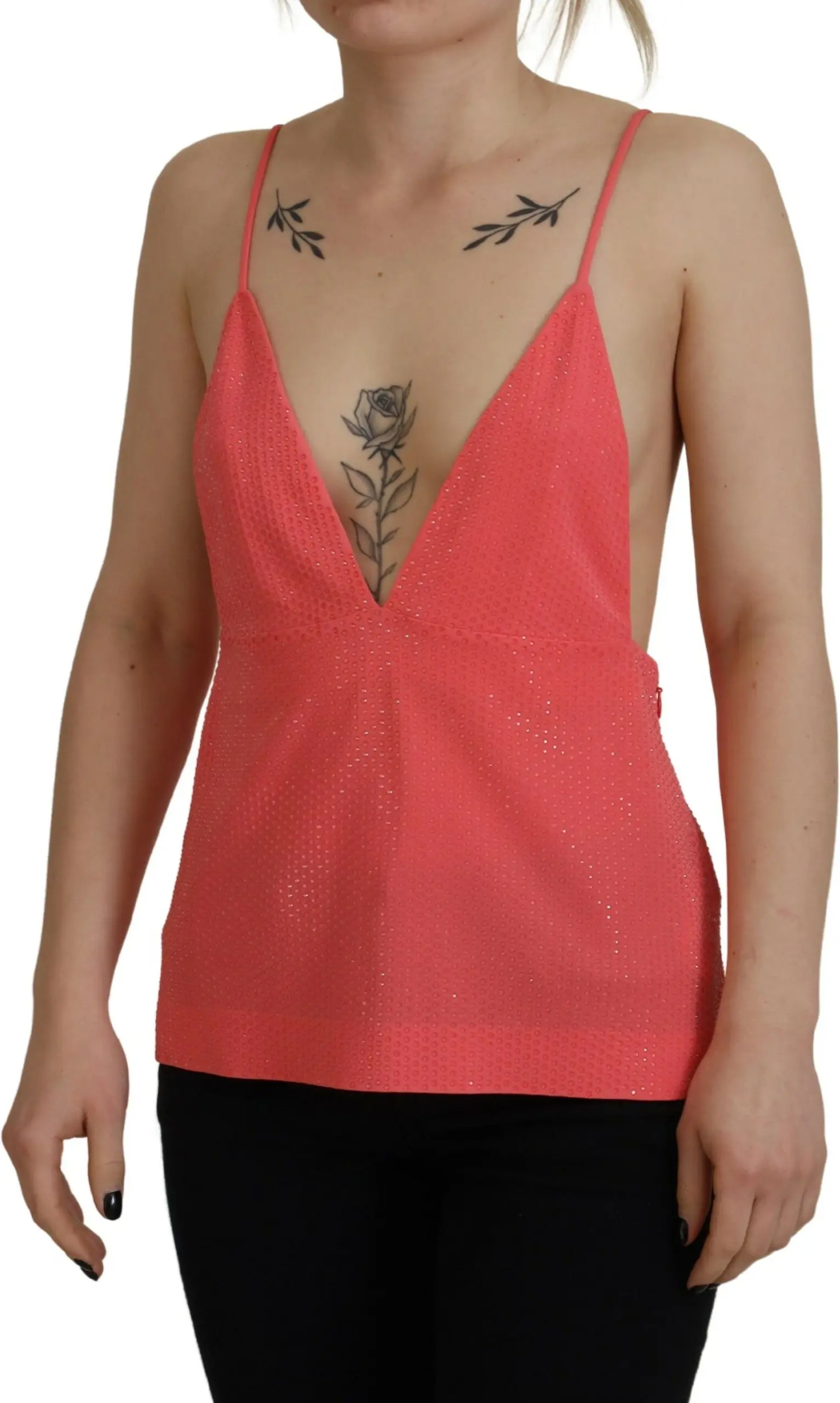 Pink Sleeveless Spaghetti Strap Cami V-neck Top Dsquared2
