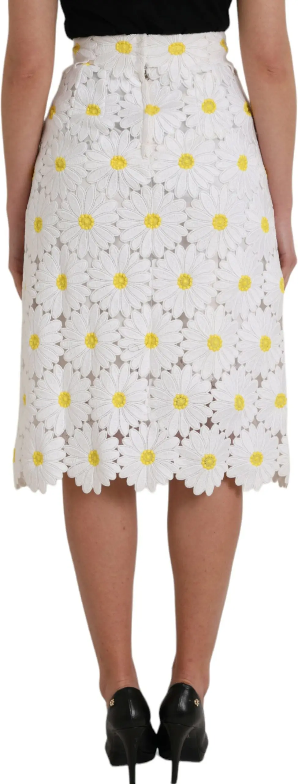 Oq gul bosma, qalam uslubidagi dantel yubka Dolce & Gabbana