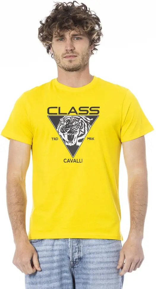 Cavalli Class Yellow Cotton T-Shirt