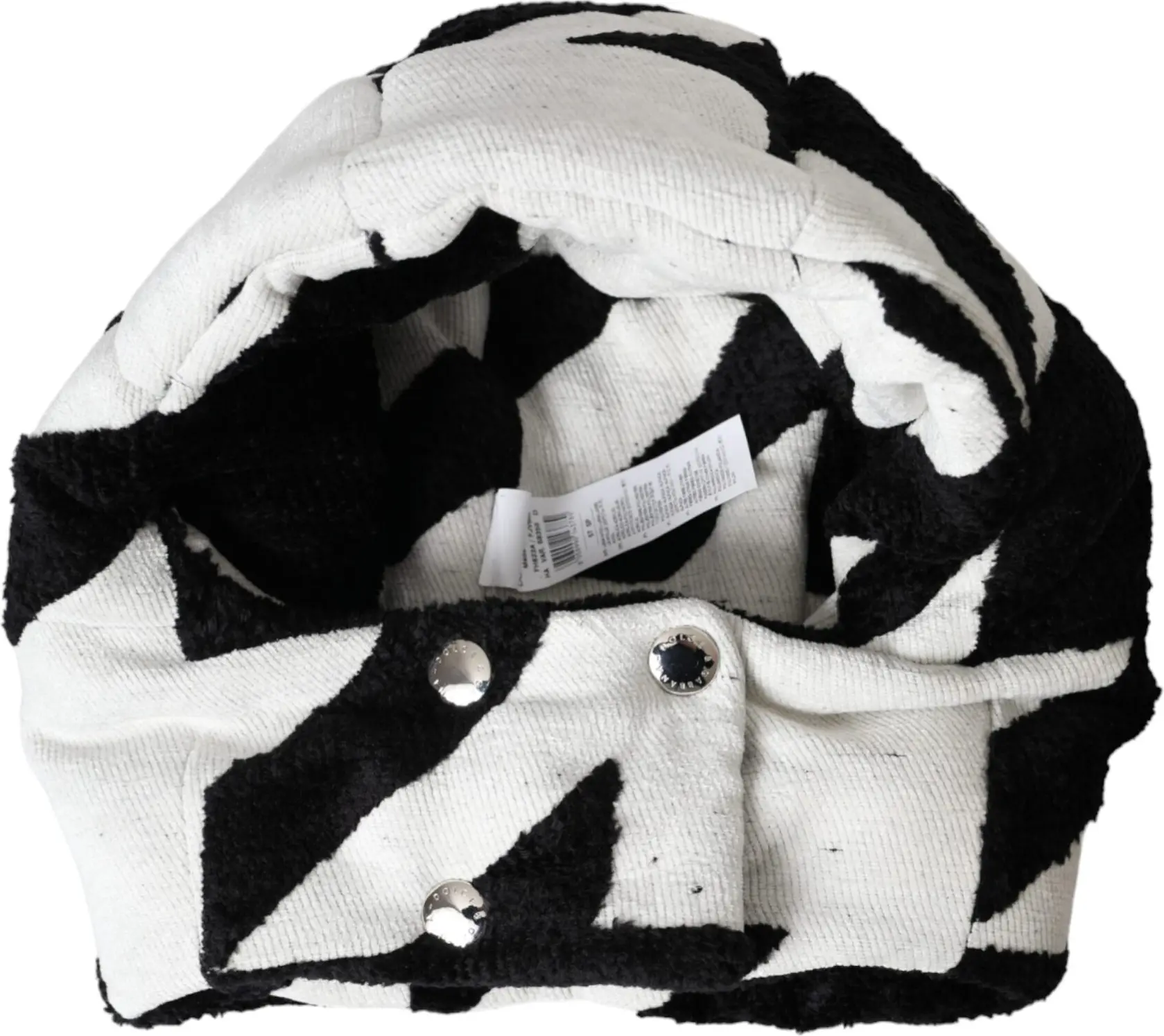 Hat Dolce & Gabbana Black White Wool Whole Head Wrap Hat
