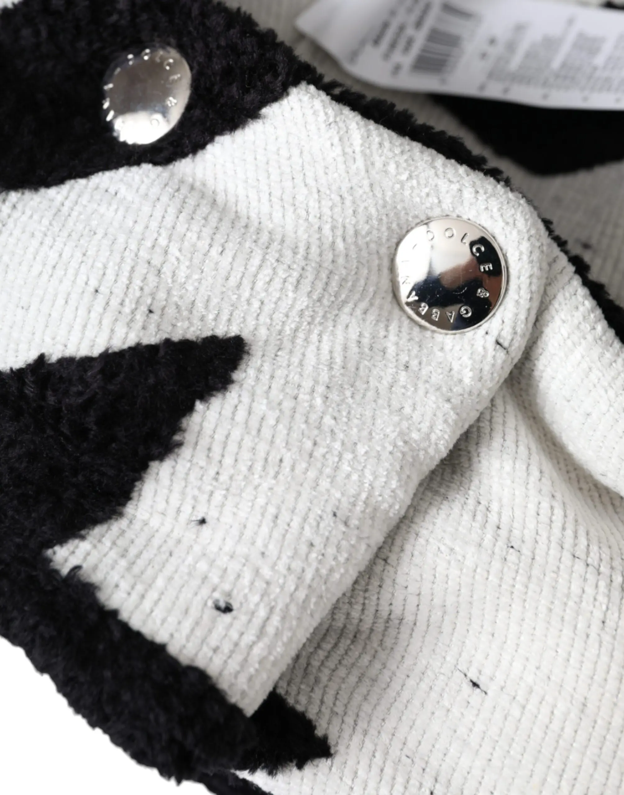 Hat Dolce & Gabbana Black White Wool Whole Head Wrap Hat