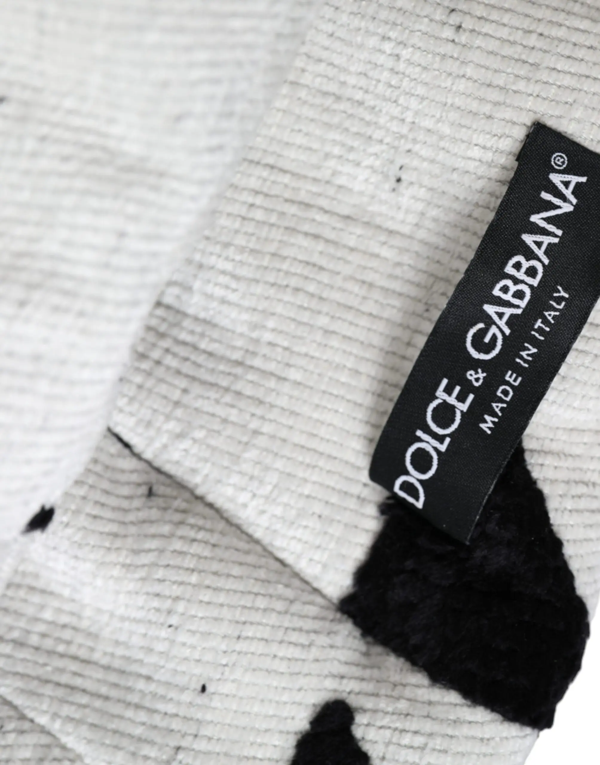 Hat Dolce & Gabbana Black White Wool Whole Head Wrap Hat
